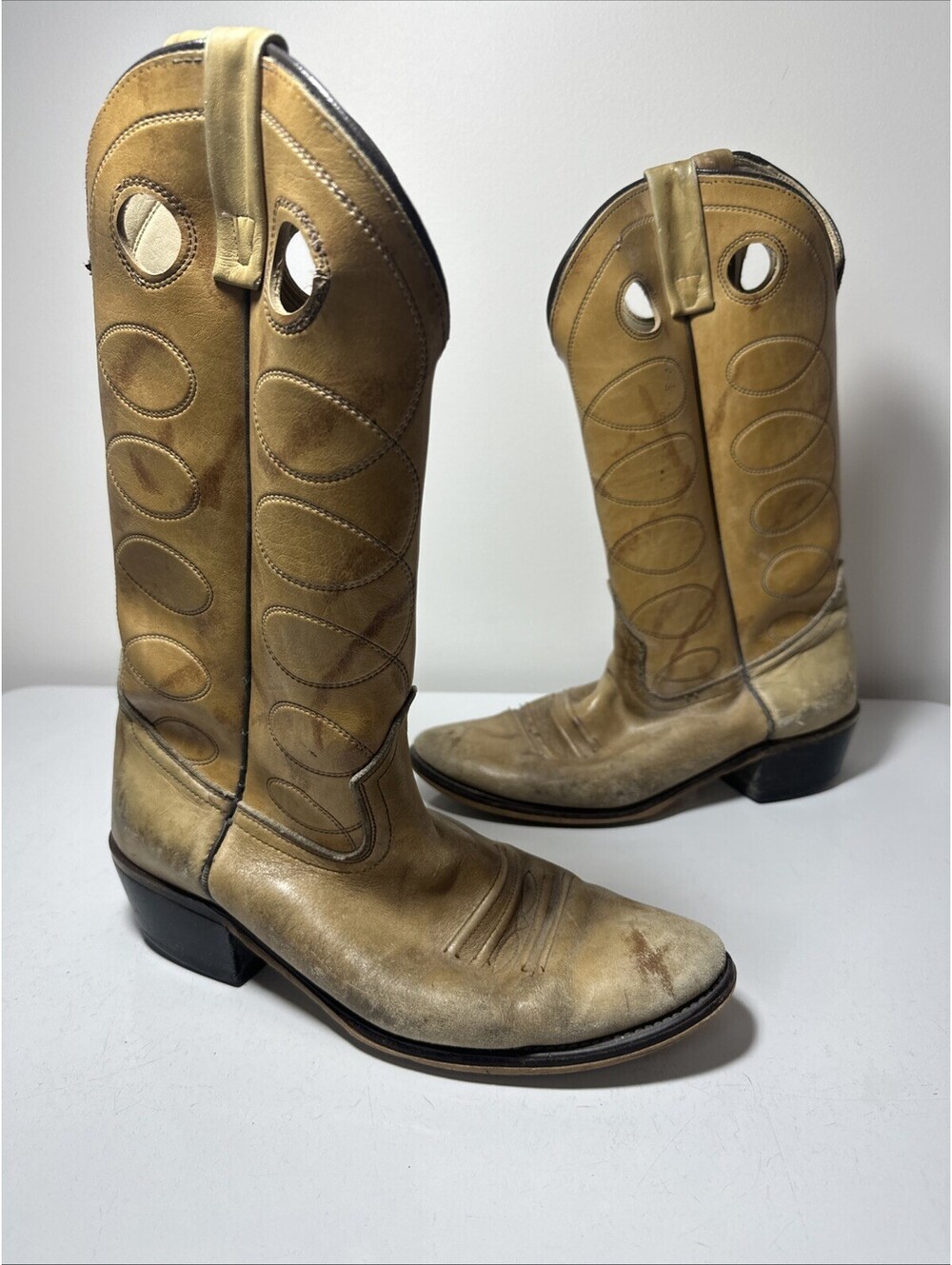 Acme Vintage Brown Leather Western Cowboy Boots Pattern Men’s 9 D Made In USA